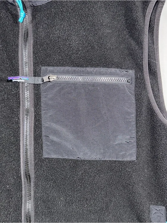 Patagonia Synchilla Vest Mens XL Black Fleece Full Zip Chest Pocket Outdoor - Picture 5 of 7